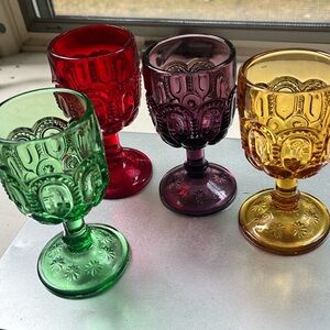 4 multi color moon and stars vintage gobblets